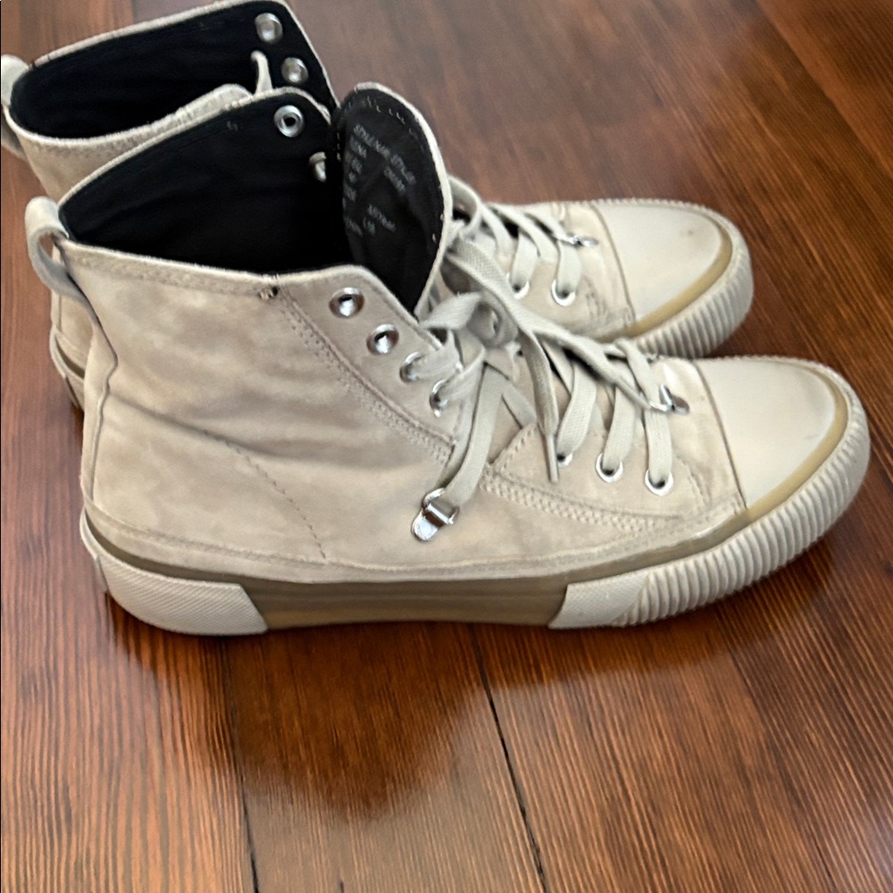 All Saints High-Top Suede Sneakers in Light Beige, Size 9 - Picture 3 of 8